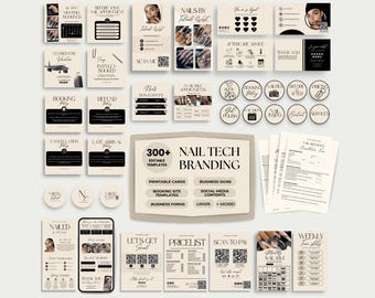 Nail Salon Business Bundle Nail Branding Kit Nail Tech Canva Templates Nailtech Acuity Social Media Nail Business Logo Nail Artist Template