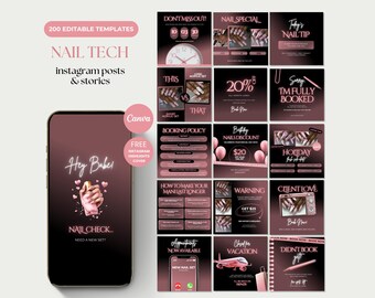 Sociala medier Nagelsalong Företagskit Nagelpaket Inlägg Nagelteknik Instagram-mallar Nagelteknik Varumärkesbyggande Nagel Instagram-inlägg Nailtech Flyer