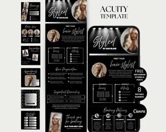 Hair Acuity Scheduling Template Hair Stylist Acuity Buchen Hair Stylist Seite Terminplaner Acuity Canva Buchungs-Seite Hair Tech Acuity