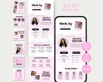Nail Acuity Schemaläggningsmall Nail Tech Acuity Bokningsmall Rosa Acuity Webbplats Nagelschema Acuity Redigerbar webbplats Acuity Nailtech