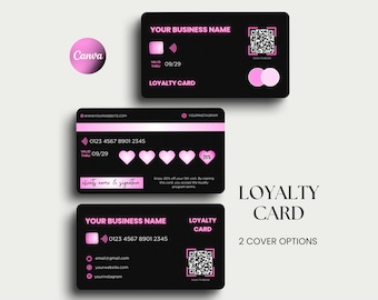 Loyalty Cards Hairstylist Rewards Cards Beauty Loyalty Card Lash Tech Loyalty Stamp Nail Tech Canva VIP Loyalty Card Template DIY Card Hair