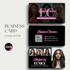 Haar Visitenkarte Hair Stylist Canva DIY Karte Lash Tech Visitenkarte Kosmetikerin Salon Hair Card Nail Tech IG Card QR Code Instagram