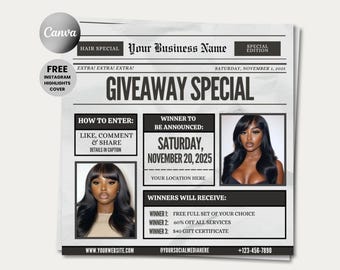 Verloting weggeefflyer Haarverloting schoonheidsflyer Haar speciale flyer-weggeefactiesjabloon Nail Deal-flyer Vlechtverkoop Boeken Verlotingsjabloon geseling