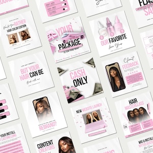 Hair Wig Instagram Post Template Canva Hairstylist Branding Wig ...
