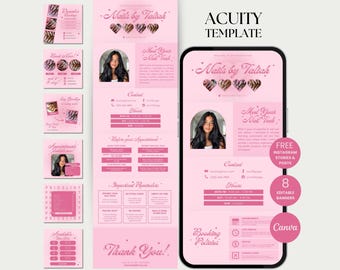 Rosa Acuity-schemaläggningsmall Nailtech Acuity Canva Nagelschemaläggning Acuity-webbplats Nagelmall Acuity Scheduler Nagelstylist Acuity-webbplats