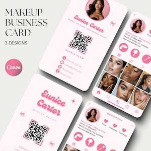 Modèle de carte de visite de maquillage Carte de visite maquillage DIY Carte de visite de maquilleur Carte de visite IG Carte de visite beauté Canva Posts de maquillage Instagram