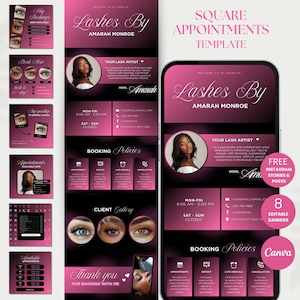 Pink Square Booking Site Template Lash Square Appointments Booking Site Lash Website Template Booking Website Lash Tech Square Appointment