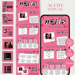 Pink Acuity Nails Scheduling Template Acuity Nail Tech Website Template Acuity Editable Canva Acuity Nail Stylist Booking Site Nail Acuity