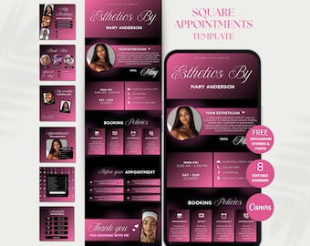 Plantilla de citas Square Sitio web de Esthetician Square Sitio de reservas de Esthetician Square Marca de Esthetician Plantilla de sitio Square Reserva