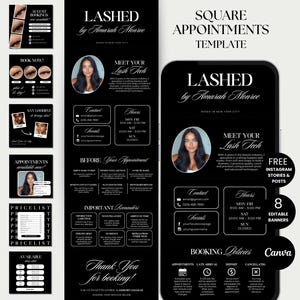 Lash Tech Square Appointment Lash Website Template Lashtech Booking Site Square Booking Template Lash Artist Branding Lash Booking Website