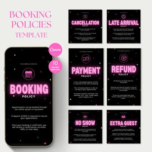 Booking Policies Template Hair Booking Policy Lash Tech Posts Nail Tech Policy Template Booking Canva Policies Template Lash Hair Policy