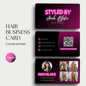 Haare Visitenkarte Template Hair Canva Card Nail Tech Instagram Card Hair Stylist QR Code Card Hair Lash Tech Visitenkarte Hair Stylist