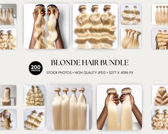 Bundels blond haar Stock Foto's Salonhaar foto's bundel Human Raw Hair Extension Stockphoto Hair-pruik fotoshoot website haarbundel ruw