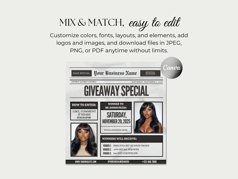 Hair Raffle Raffle Giveaway Flyer Hair Raffle Beauty Flyer Hair Special Flyer ...