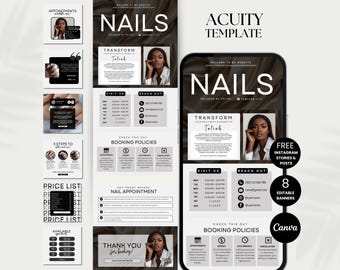 Sjabloon Nail Acuity-planningssjabloon Nail Tech Acuity-site Nails Schedule Acuity-sjabloon Nagelstyliste Canva-websitesjabloon nagelreserveringssite