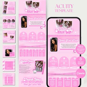 Nails Acuity Scheduling Template Nail Acuity Pink Nails Booking Site Acuity Nail Tech Scheduling Canva Nail Website Acuity Nail Stylist DIY