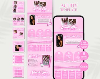 Pink Acuity Scheduling Template Nail Tech Acuity Schedule Nail Stylist Website Acuity Book Template Nailtech Acuity Canva Booking Site Nails
