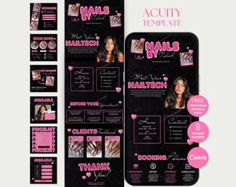 Nailtech Acuity Scheduling Template Nails Website Acuity Templates Canva Booking Site Nail Tech Acuity Schedule Site DIY Acuity Nail Stylist