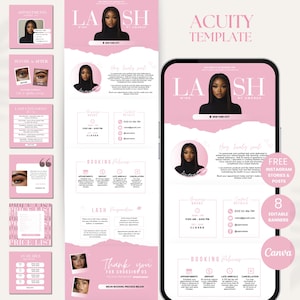 Plantilla de programación Acuity de Lash Tech Sitio web de Lash Tech Plantilla Acuity DIY Plantilla de programación de pestañas Sitio de Acuity Plantilla Canva Lash Tech