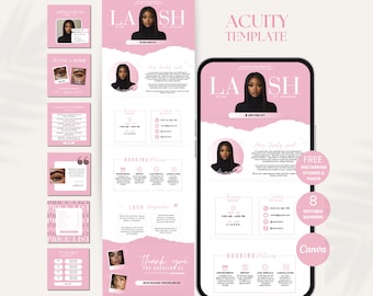 Lash Tech Acuity Schemaläggningsmall Lash Tech Webbplats Acuity DIY-mall Schemaläggning Fransmall Acuity Webbplats Canva-mall Lash Tech