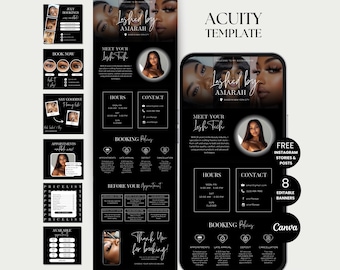 Lash Tech Acuity Scheduling Website Lash Stylist Acuity Template Lash Site Schedule Canva Black Acuity Editable Lashing Acuity Booking Lash