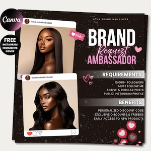 Brand Ambassador Wanted Flyer Hair Models Wanted Flyer Brand Models Hair Wig Flyer Brand Ambassador Flyer Canva Influencer Flyer Models Lash