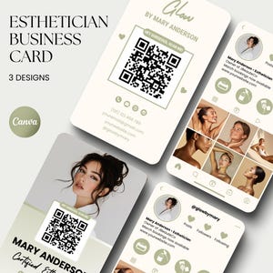 Plantilla de tarjeta de presentación de Instagram para esteticista Tarjeta de esteticista Canva Tarjeta de presentación de esteticista Paquete de esteticista Tarjeta de presentación de IG Cabello Pestañas