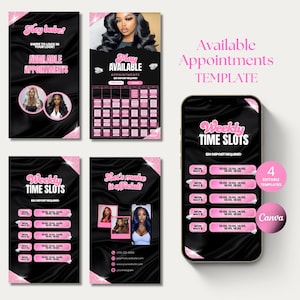 Available Appointments Template Weekly Calendar Instagram Story Beauty Appointments Calendar Instagram Schedule Monthly Availability Post
