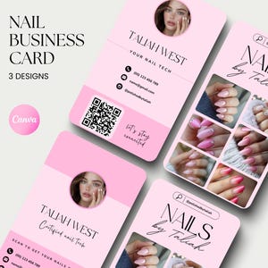 Nagel Visitenkarte Instagram QR Code Nail Tech Karte Business Hair Canva Card Lash Visitenkarte Kosmetikerin Business Beauty Card Nail Artist