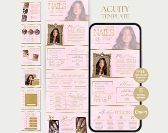 Nails Acuity Schemaläggningsmall Nailtech Acuity Pink Canva Bokningssajt Nail Acuity Bokmall Nagelschemaläggare Acuity Nagelstylist