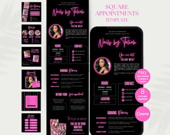 Square Site Template Nails Site Square Appointments Website Template Nail Tech Square Booking Site Template Nails Canva Website DIY Nail