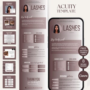 Plantilla de programación de Lash Acuity Sitio web de Lash Tech Plantilla de Acuity DIY Plantilla de programación de Acuity Lash Plantilla de sitio de Acuity Canva Plantilla de Lash Tech