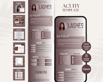 Lash Acuity Scheduling Template Lash Tech Website Acuity DIY Template Acuity Scheduling Lash Template Acuity Site Canva Template Lash Tech