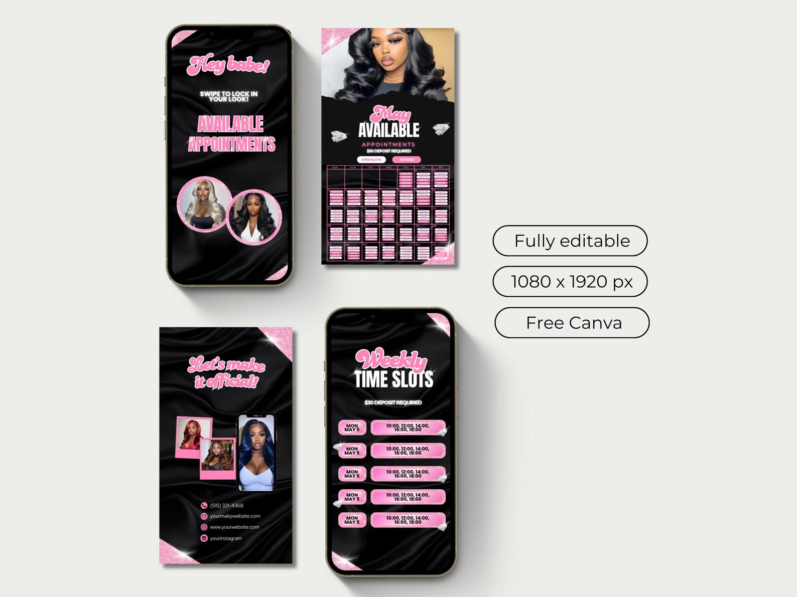 Available Appointments Template Weekly Calendar Instagram Story Beauty