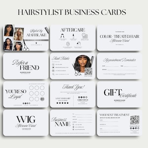 Modèle de carte de visite pour coiffeur Carte Instagram pour cheveux Perruque pour salon d&#39;affaires Carte pour salon de beauté en toile Carte de fidélité pour salon de beauté Carte après-vente pour cheveux DIY