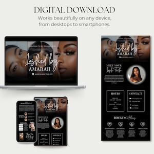Lash Tech Acuity Scheduling Website Lash Stylist Acuity Template Lash Site Schedule Canva Black Acuity Editable Lashing Acuity Booking Lash image 8