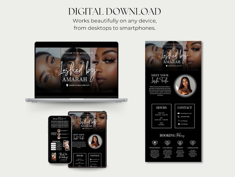 Lash Tech Acuity Scheduling Website Lash Stylist Acuity Template Lash Site Schedule Canva Black Acuity Editable Lashing Acuity Booking Lash image 8