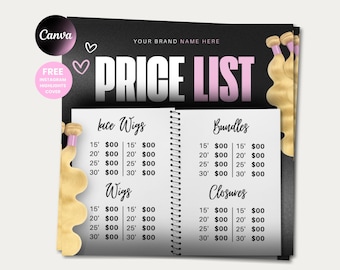 Hair Pricelist Beauty Salon Price List Hair Bundle Pricing Lists Template Hair Sales Flyer Hair Pricing List Hair Deal Flyer Hair Special