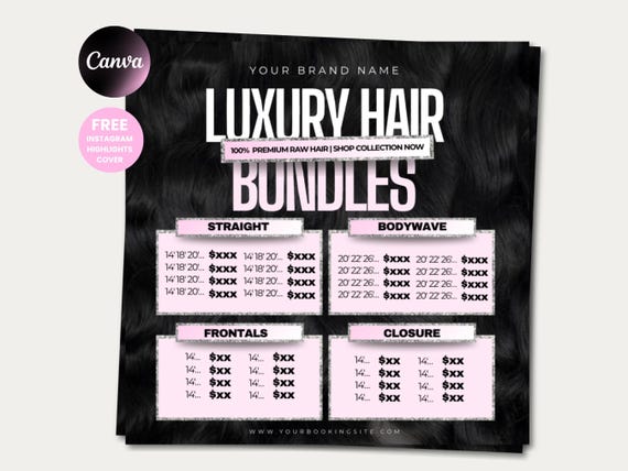 Hair Bundle Pricelist Template Hair Pricing List Wig Sale Flyer Hair Deals Flyer Wig Special Flyer Hair Wig Pricelist Flyer Wig Hair Bundles