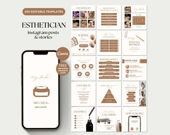 Publicaciones de cuidado de la piel Esteticista Redes sociales Plantillas de Medspa Esteticista Canva Cuidado de la piel Paquete de esteticista Plantilla de negocio de cuidado de la piel Piel