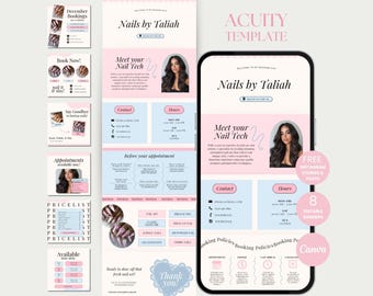 Nailtech Acuity schemaläggningsmall Nail Acuity webbplats Canva-mall Nagelstylist Acuity schema Nail Tech Acuity mall bokningssajt