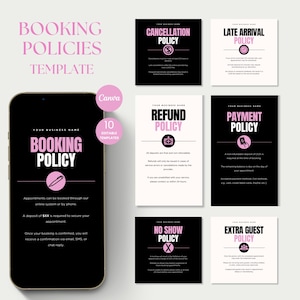 Booking Policy Template Hair Booking Policy Instagram Story Nail Tech Posts Lash Tech Refund Policy Template Cancellation Braid Policy Flyer