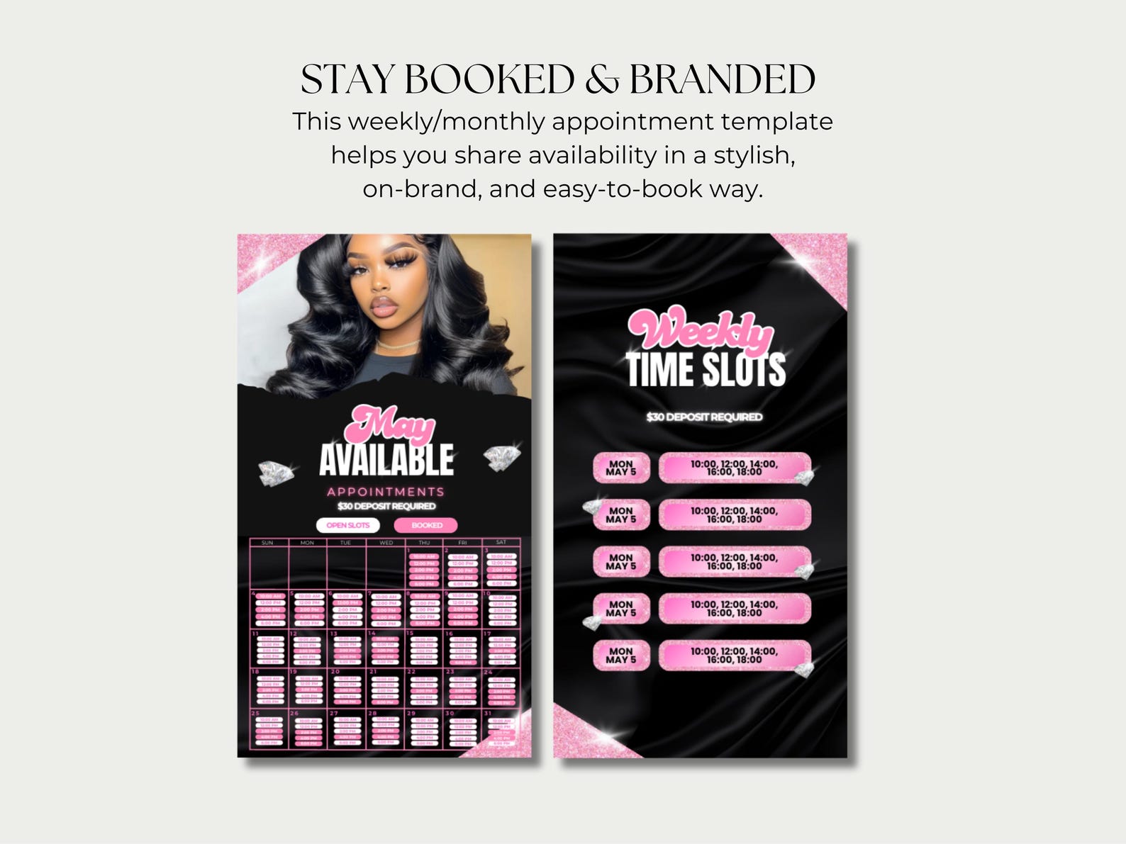 Available Appointments Template Weekly Calendar Instagram Story Beauty