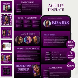 Acuity-sjabloon Kapperplanning Acuity-website-haarsjabloon Acuity Canva Schema Hair Acuity-website haar DIY-sjabloon Acuity