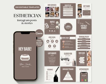 Esthetician Posting Canva Esthetician Skincare Instagram Templates Medspa Esthetician Bundle Skincare Canva Aesthetic Skincare Branding Post