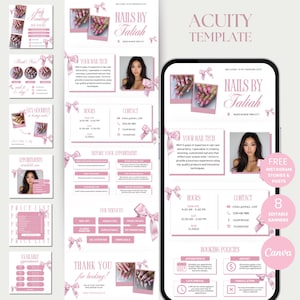 Pink Acuity Scheduling Template Nail Acuity Booking Site Nail Scheduling Website Template Nail Tech Acuity Site Canva Nail Acuity Website