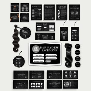 Sjablonen voor haar hanglabel Haarpruik Zakelijke verpakking Haarstylist Branding Pruik Installatiesjabloon Haarstylistkaarten Haarbundels Flyer-pruik