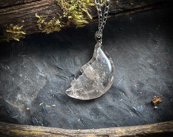 Smoky quartz Moon Necklace, Crystal Moon Necklace, Crystal Moon pendant, Smoky quartz necklace, Moon phase Necklace, Moon phase jewelry