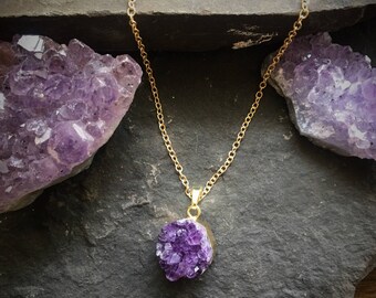 Raw Amethyst Crystal Necklace