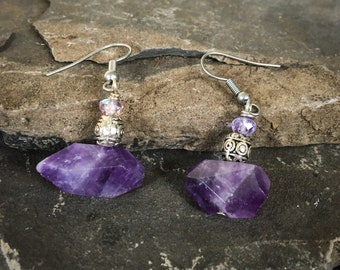 Amethyst Earrings, Amethyst Jewelry, Amethyst, Mindfulness Gift, Wiccan Earrings, Wiccan Jewelry, Psychic, Psychic Jewelry, Metaphysical